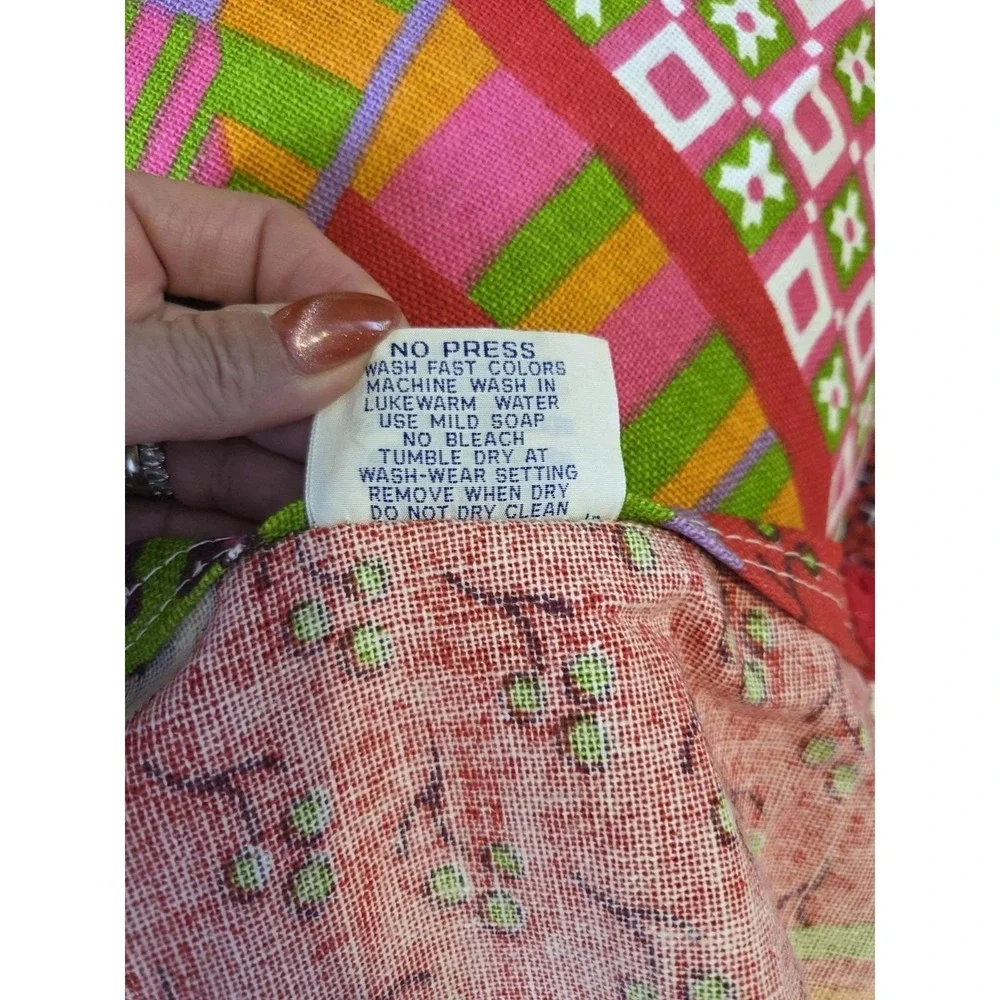 Bates Bedspreads Patchwork 60s 70s Funky Bright Double Fringe Curtains Lot